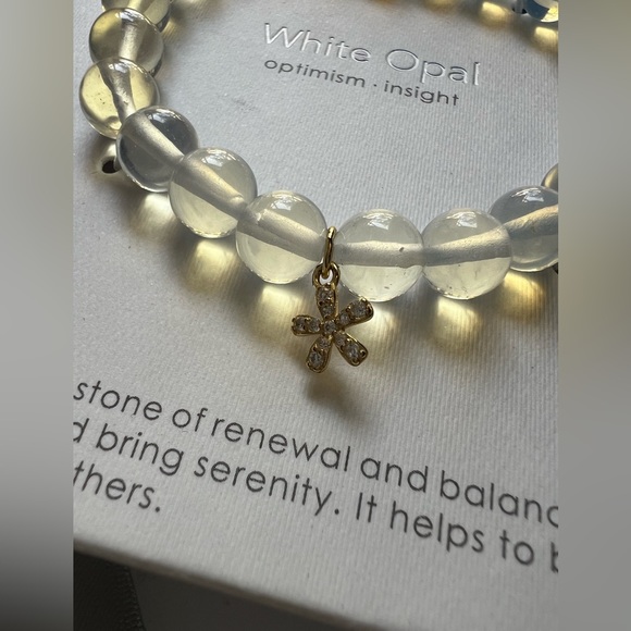 ESSENTIAL RITUAL White Opal 18k gold plated sterling silver charm bracelet *NEW - Picture 2 of 7